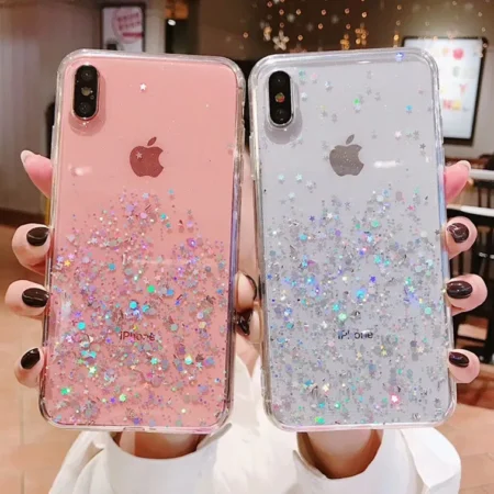 Étui à paillettes scintillantes pour iPhone 8 7 Plus 6 6S, étui Transparent Shine Star pour iphone X XR XS MAX 10, housse en TPU souple