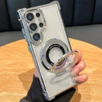 Étui de placage magnétique de luxe pour Samsung Galaxy S25 S24 S23 S22 S20 FE Note 20 Ultra support antichoc couverture arrière transparente