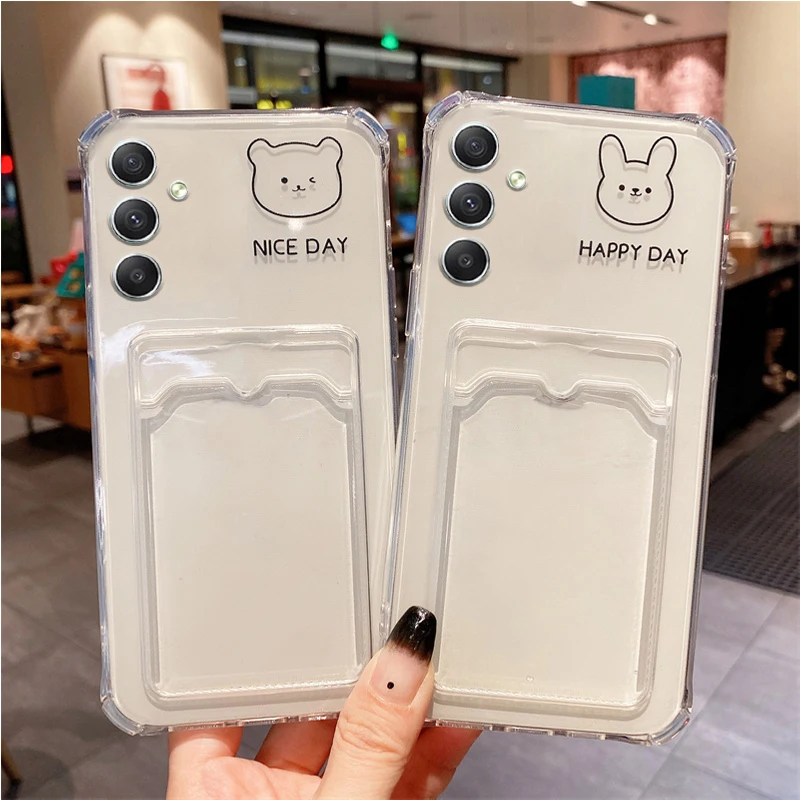 kf-S3929f30fa9824249ad5e78a86e5e64f0h-Transparent-Card-Slot-Holder-Phone-Case-For-Samsung-Galaxy-A34-A54-A14-A13-A33-A53-A23