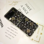 ZFlip5 ZFlip4 Bling diamant fleur arc étui pour Samsung Galaxy Z Flip 7 Z Flip6 Z Flip3 haut de gamme paillettes strass couverture de luxe