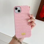 Juste de téléphone en cuir PU pour iPhone, coque rigide, motif tissé mignon, cygne animal, mode de luxe, 16, 15, 14, 13, 12, 11 Pro Max