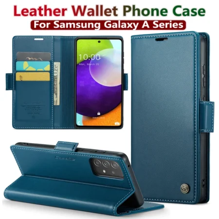 Étui portefeuille en cuir de luxe pour Samsung Galaxy A54 55 53 52 71 72 73 51 34 32 15 série, étui de téléphone portable avec fentes pour cartes