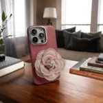 Coque de téléphone Pearl Rose pour iphone 16 15 14 plus 13 12 11 pro max, housse de luxe en cuir Anti-chute, étui camélia rose, carcasa