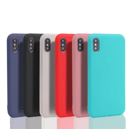 Étui de couverture de couleur bonbon pour iphone X XR XS XS Max étui en TPU souple ultra-mince de couleur unie Simple
