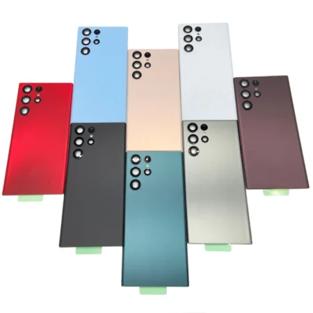 Pour Samsung Galaxy S22 Ultra S22Ultra batterie couverture arrière verre boîtier arrière couvercle étui de remplacement avec objectif d'appareil photo