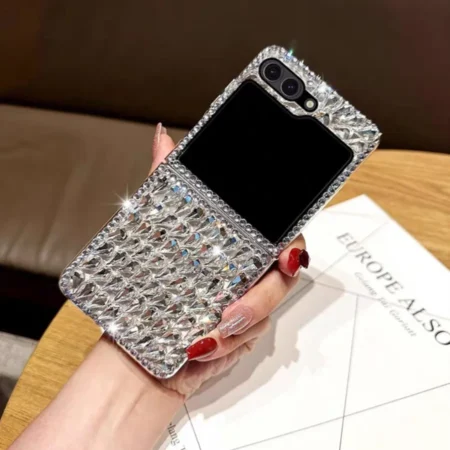 Étui à paillettes de diamant couleur argent scintillant pour Samsung Galaxy Z Flip7 Z Flip 6 Z Flip5 Z Flip 4 3, couverture complète de luxe