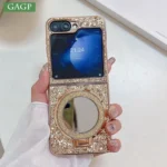 Étui à support magnétique miroir à paillettes pour Samsung Galaxy Z Flip 5 6 Magsafe, placage scintillant, housse PC pour Samsung Z Flip 3 4 5G