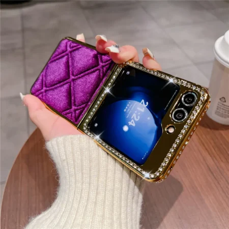 Couverture de luxe en diamant plaqué or pour Samsung Z Flip 6 Flip 5 coque en fourrure douce au toucher pour Samsung Galaxy Z Flip 4 3 couverture antichoc