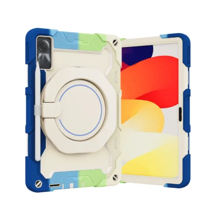 360 Rotatable Armor Stand Case For Redmi Pad SE 2023 11.0 inch Model 23073RPBFG Heavy Duty Cover With Handle Grip 3-Layers Capa