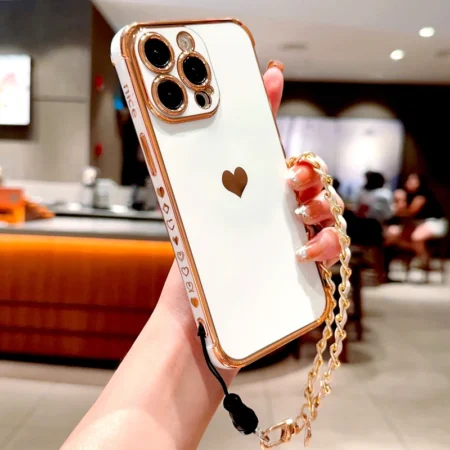 Coque souple plaquée TPU pour iPhone 16 15 14 13 12 11 Pro Max Plus 16Pro 15Pro 14Pro, coque pare-chocs avec lanière de poignet, housse de Bracelet