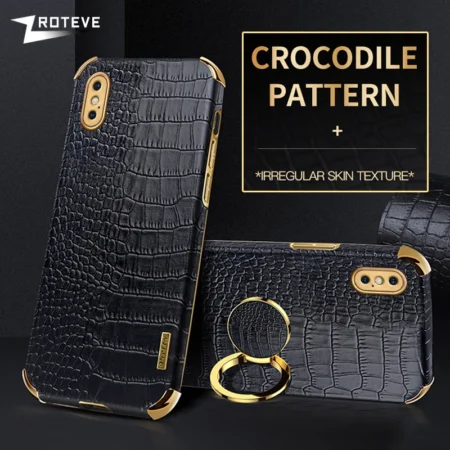 Pour iPhonex étui Zroteve Crocodile cuir anneau support couverture pour iPhone X S XR XS Max 10 iPhoneXS iPhoneXR iPhone10 coques de téléphone