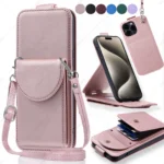 Crossbody Phone Case For iPhone 15 Pro Max 14 11 13 12 Mini XS X XR 7 8 6 6S Plus SE 2020 2022 Card Holder Lanyard Leather Cover