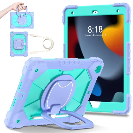 Handle Grip Rotating Case For iPad Air 5 4 10.9 2022 Pro 11 10.2 7th 8th 9th iPad 9.7 2017 2018 Pro 9.7 Mini 6 Cover Neck Strap