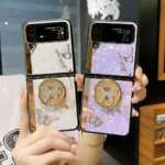 Coque de téléphone de luxe avec anneau papillon, étui pour Samsung Galaxy Z Flip 5 3 4 5G, miroir mignon brillant, résistant aux chocs
