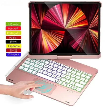 360 Degree Magic Keyboard Case For iPad Air13 11 2024 M2 Pro12.9 11 iPad 10.5 10.2 7/8/9 10th Air4 5 10.9 Backlit Keyboard Funda