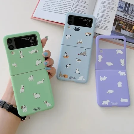 Pour Samsung Galaxy Z Flip 6 dessin animé chat chien motif étui pour Samsung Galaxy Z Flip6 Z Flip5 Zflip 4 3 mignon canard antichoc couverture